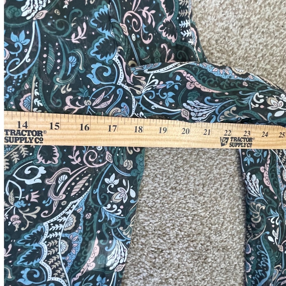 Veronica Beard 100% Silk Paisley Faux Wrap Blouse Sheer Long Sleeve Black Size 4 - Picture 12 of 13